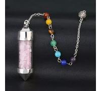 Magic Stone 7 Bottle Point Pendulum Prism Wand -Rose Quartz