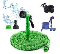 Magic Stretch Flexible Expandable Garden Hose 100FT Prevent Leaking Durable, with 3/4" 1/2” Connectors, 7 Functions Spray Nozzles for Garden Home Car Cleaning (Green)