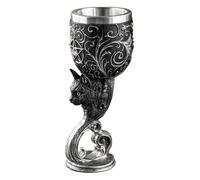 Magic Style Stainless Steel Decorative Goblet,Gothic Skull Wine Goblet Creative 3D, Medieval Fantasy Red Dragon Goblet, Cat SkullWolf DragonChalice Goblet7oz (cat,1PCS)