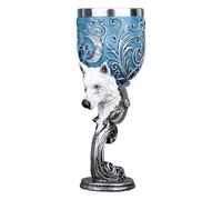 Magic Style Stainless Steel Decorative Goblet,Gothic Skull Wine Goblet Creative 3D, Medieval Fantasy Red Dragon Goblet, Cat SkullWolf DragonChalice Goblet7oz (Wolf,1PCS)