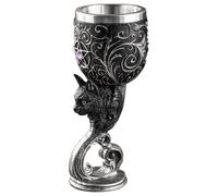 Magic Style Stainless Steel Decorative Goblet, Medieval Fantasy Red Dragon Goblet, Gothic Skull Wine Goblet Creative 3D Cat Skull Wolf Dragon Chalice Goblet 7oz (Cat,1PCS)