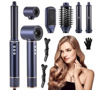 Magic Styler 5 in 1, 130000 RPM High-Speed Negative Ionic Hair Dryer, 200 Million Ioni Negative Hot Air Brush, Intelligent Heat Control, for Hair Styling, Drying, Volumizing, and Curling, Blue-Gold