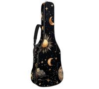 Magic Sun Moon Clouds Stars on Dark Background Acoustic Guitar Bag Thick Padded, Waterproof Guitar Gig Bag for 40 41 42 Inch Guitars