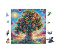Magic Sunflower Tree 100 Pcs Jigsaw Puzzle Bundle Puzzle for Adults Teens 14+ Fun Family Game Mindful Activity Spring Gift Precision Cut Board 28x28cm
