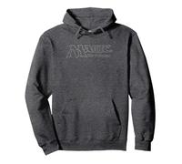 Magic: The Gathering- Magic Classic Logo Silver Pullover Hoodie, Adult Unisex, Dark Heather Grey, Medium