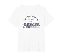 Magic: The Gathering May Your Birthday Be Full of Magic T-Shirt, Women's Plus, White, 3X