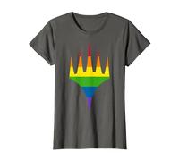 Magic: The Gathering Pride Horizontal Rainbow Logo T-Shirt, Women, Asphalt Grey, Small