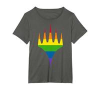 Magic: The Gathering Pride Horizontal Rainbow Logo T-Shirt, Women's Plus, Asphalt Grey, 6X