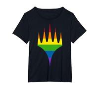 Magic: The Gathering Pride Horizontal Rainbow Logo T-Shirt, Women's Plus, Black, 2X