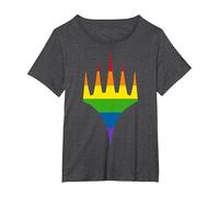 Magic: The Gathering Pride Horizontal Rainbow Logo T-Shirt, Women's Plus, Dark Heather Grey, 3X