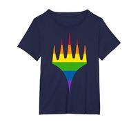 Magic: The Gathering Pride Horizontal Rainbow Logo T-Shirt, Women's Plus, Navy Blue, 6X