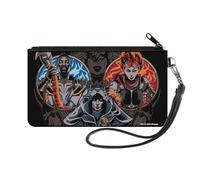 Magic: The Gathering Wallet, Zip Clutch, Magic Three Planeswalker Poses and Logo Black Multi Color, Canvas, Black, S, Casual