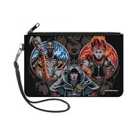 Magic: The Gathering Wallet, Zip Clutch, Magic Three Planeswalker Poses and Logo Black Multi Color, Canvas, Black, L, Casual