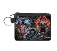 Magic: The Gathering Wallet, Zip Clutch, Magic Three Planeswalker Poses and Logo Black Multi Color, Canvas, Black, XS, Casual