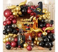Magic Theme Birthday Decorations 118 Pcs, Magical School Balloon Arch Kit | Wizarding World Party Decorations Balloons Garland | Confetti Gold S-shaped Tail Foil Balloons for Kids/Adults