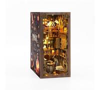 Magic-Themed DIY Book Nook Kit Miniature House with Sensor LED Light 3D Wooden Puzzle Bookend for Ages 14+ Magic Night Book Nook