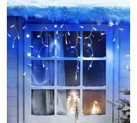 Magic Toy Shop Christmas Icicle 4.4m Waterproof, Timer LED String Lights - 200 Battery Powered, 8 Light Modes (Blue and White)