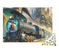 Magic Train Witch Jigsaw Puzzle 1000 Pieces Premium Cardstock Classic for Adults Kids for The Whole for Women Gifts 70x50cm/1000pcs