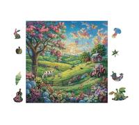 Magic Tree Meadow 100 Piece Jigsaw Puzzle For Men Cognitive Development Adults Anxiety Memory Care Mothers Valentines Gift High-grade Rigid Cardboard 28x28cm