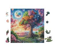 Magic Tree of Life 100 Pc Classic Jigsaw Puzzle Puzzle for Adults Hard Challenging Hobby Home Decor Poster Smooth Wooden Cardboard 28x28cm