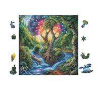 Magic Tree Waterfall 100-piece Jigsaw Puzzle Set For Adults Teens 14+ Logic Skill Indoor Game Family Game Night Summer Paperboard 28x28cm