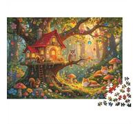 Magic Treehouse 1000 Piece Jigsaw Puzzle Recyclable Whimsical Woodland Puzzles for Elderly Family Gaming Time Props Relieve Senile Dementia Great Gift 70x50cm/1000pcs