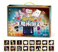 Magic Tricks Kit, 30 in 1 Magic Tricks Set for Kids Age 6 7 8 9 10 11 12, Magician Costume for Pretend Play & Step-by-Step Instruction for Beginners, Christmas Halloween Birthday Gifts for Kids