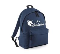 Magic Unicorn Backpack, Personalised Name School Bag Fantasy First Day Gift (French Navy)