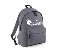 Magic Unicorn Backpack, Personalised Name School Bag Fantasy First Day Gift (Graphite Grey)