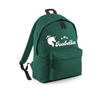 Magic Unicorn Backpack, Personalised Name School Bag Fantasy First Day Gift (Green)