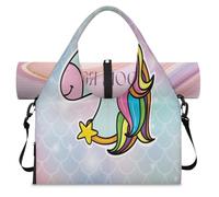 Magic Unicorn Fish Scale Sports Duffel Bag for Women Men Unicorn Weekend Overnight Bag with Shoe Compartment Shoulder Tote Luggage Bag for Yoga Gym Travel