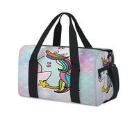 Magic Unicorn Fish Scale Sports Duffel Bag Unicorn Weekend Overnight Bag Tote Holdall Casual Travel Gym Duffel Bags for Kids Girls Boys Women Men