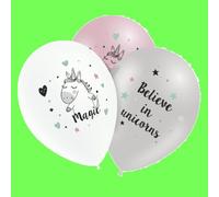 Magic Unicorn Latex Balloons 12" Party Birthday Believe in Unicorns 3 colours, 8pc