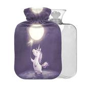 Magic Unicorn Purple Print Hot Water Bottle with Cover 2L Large Warm Water Bag for Pain Relief Hot Cold Compress