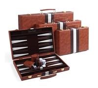 Magic Vosom Travel Medium 15 Inch Backgammon Brown Sets Classic Board Game with Premium Leather Case, Portable Travel Strategy Backgammon Game Sets for Adults, Kids (Brown,Medium)