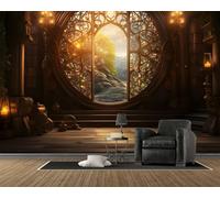 Magic Wallpaper, 3D Door Photo Wall Mural, Self Adhesive Wall Paper with Plant Pattern for Bedroom Living Room Tv Background, Home Decoration Poster (100x70, B71)