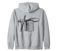 Magic Wand And Magician Top Hat Woodcut Drawing Zip Hoodie