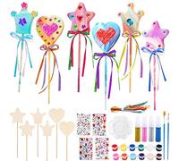 Magic Wand Craft Set DIY, Wooden Wand for Children, Fairy Wand Princess Crafts, Magic Wands Children's Craft Set for Painting and Crafts, Children's Birthday Gift Crafts for Girls 6 7 8 9 10 Years