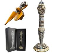 Magic Wand Dice, unique roulette dice set for D20, D12, D10, D8, D6, D4, D100, Dungeons and Dragons, wheel roller, collectible, game dice for goblin, brass-coloured