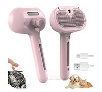 Magic Wand For Pet Hair, 2025 NEW Lettuce Pets Steam Brush, 3 In 1 Massage Brushes, Pet Grooming Brush, Equipped With 210 Soft Round-headed Massage Teeth Rechargeable Via USB(Pink)