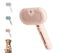 Magic Wand For Pet Hair, Pet Spray Hair Removal Comb With Steamer, 3 In 1 Massage Brushes With Handle, Furry Basics Pet Grooming Brush For Cat And Dog (Pink)