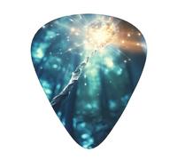 magic wand printed guitar picks, 12-piece set with thin, medium, and thick styles, comes with a storage case