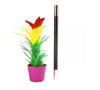 Magic Wand to Flower Trick - Feather Bloom Illusion Toy with Empty Pot Reveal, Colorful Magic Performance Prop, PVC Material 22cm