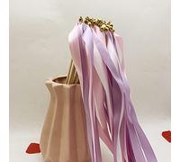 Magic Wands with Ribbon Bells,10pcs Streamers Silk Fairy Stick,Wedding Twirling Streamers Ribbon Wedding Wall Sticks for Wedding Party Baby Showers Birthday Celebrations Christmas,Purple + Pink