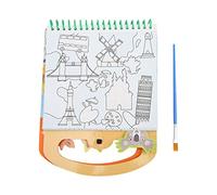 Magic Water Book Travel The World Logical Thinking Concentration Training Portable Magic Water Coloring Book for Kids Age 3 and Up with 34 Stickers and Nylon Painting Brush