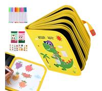 Magic Water Coloring Book - Reusable Dinosaur Animal Doodle Notebooks, Water Book Toys with 12 Pens - Plane Learning Activity, Misuraz