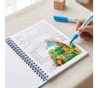 Magic Water Coloring Book, Reusable Water Doodle Pad with Refillable Water Pen for Indoor Leisure, Relaxing, Hand Painting Hobby(Jungle Animal)