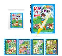 Magic Water Colouring Book, Children Reusable Drawing Book with Pen, Early Education Doodle Painting Toys Reusable Coloring Book for Toddler 2-4 Years Present (Dog)