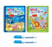 Magic Water Colouring Books, 2 Pcs Water Painting Books for Toddlers | Animal Magic Painting Book with 2 Pcs Water Pen Ramdon, Animal Cartoon Coloring Book Mess Free Painting