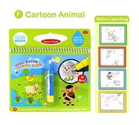 Magic Water Drawing Book for Kids Children Painting Doodle No-Mess Coloring Activity with Refillable Pen Reusable Spiral-Bound Pages Fun Birthday 3 and Up